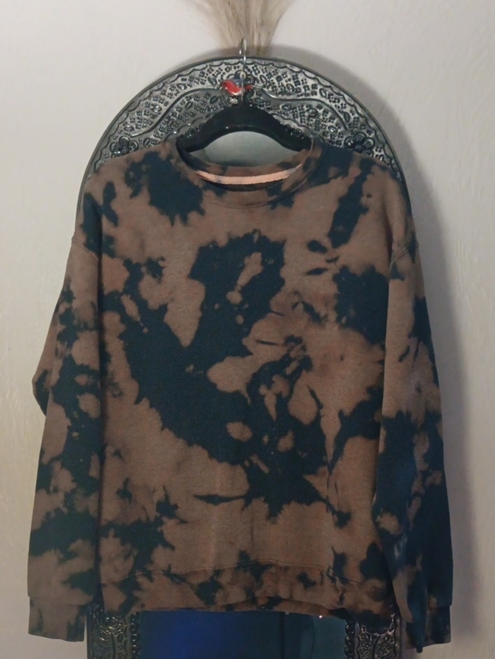 ✨️Fruit of the Loom Women's Brown and Black Tie-Dye Crewneck Sweatshirt. Sz-Lg